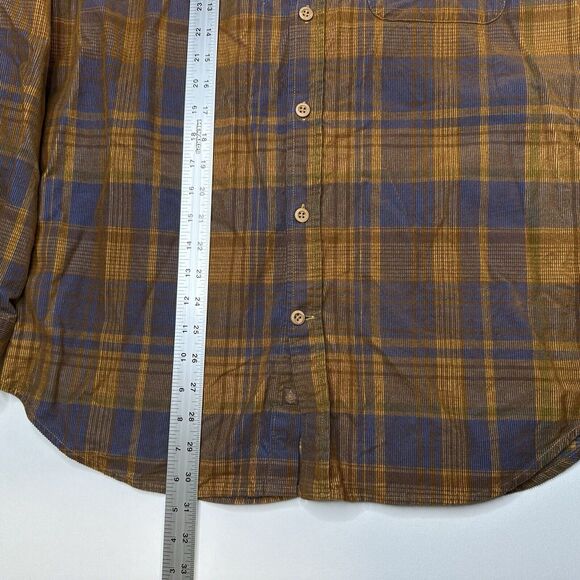 Territory Ahead Shirt Men Medium Button Corduroy Rust Brown Plaid Western Cowboy - Picture 7 of 9